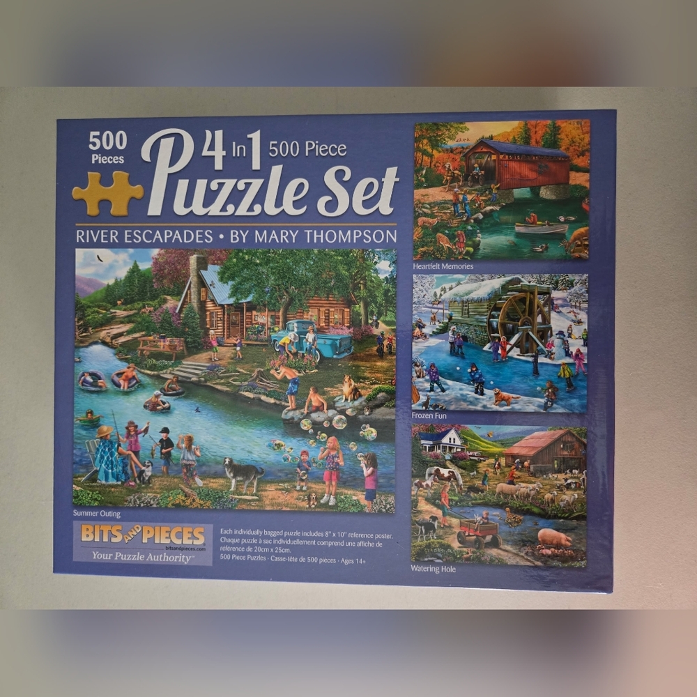 Set Of 4- Bits And Pieces 500 Piece Puzzle Set - River Escapades